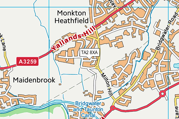 TA2 8XA map - OS VectorMap District (Ordnance Survey)