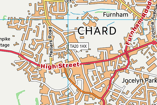 Chard Tennis Club map (TA20 1HX) - OS VectorMap District (Ordnance Survey)