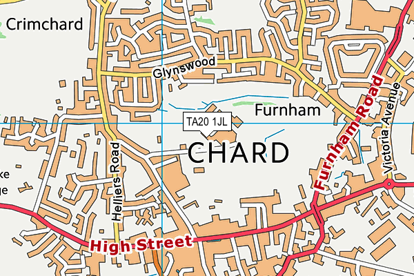 Chard Cricket Club map (TA20 1JL) - OS VectorMap District (Ordnance Survey)