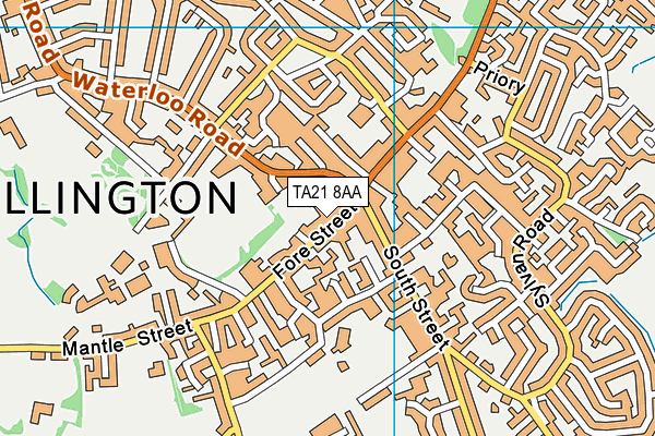 TA21 8AA map - OS VectorMap District (Ordnance Survey)