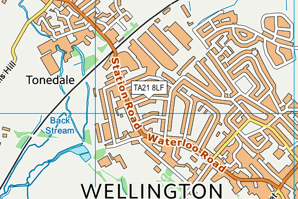 Wellington Recreation Ground map (TA21 8LF) - OS VectorMap District (Ordnance Survey)