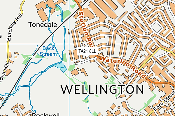 Wellington Rugby Club map (TA21 8LL) - OS VectorMap District (Ordnance Survey)