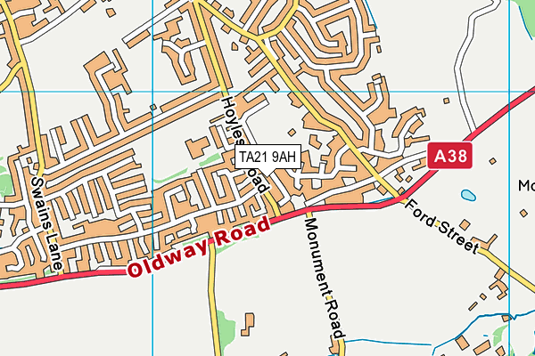 TA21 9AH map - OS VectorMap District (Ordnance Survey)