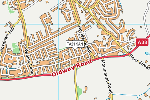 TA21 9AN map - OS VectorMap District (Ordnance Survey)