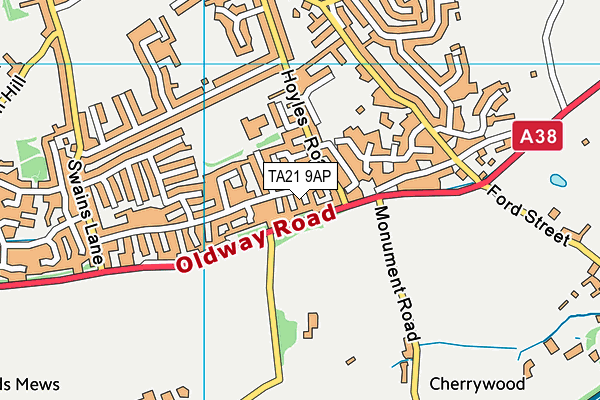 TA21 9AP map - OS VectorMap District (Ordnance Survey)