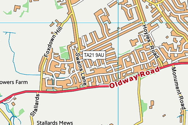 TA21 9AU map - OS VectorMap District (Ordnance Survey)