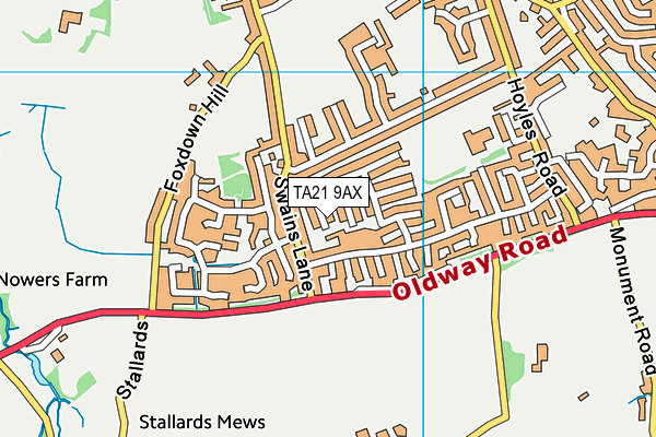 TA21 9AX map - OS VectorMap District (Ordnance Survey)