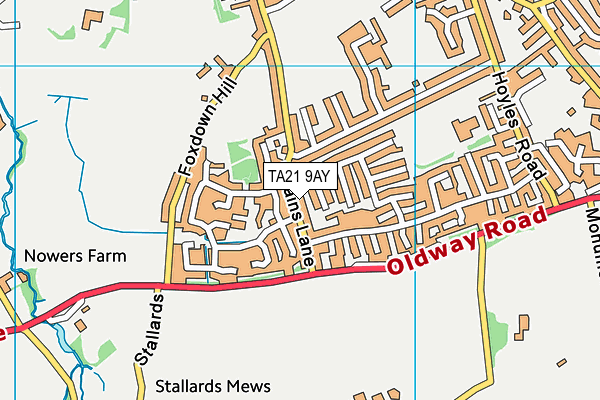 TA21 9AY map - OS VectorMap District (Ordnance Survey)