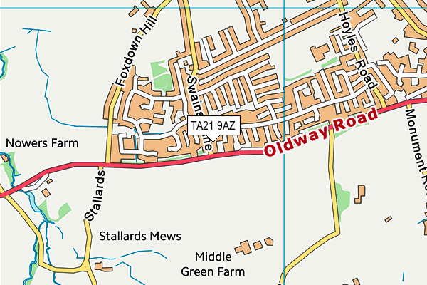 TA21 9AZ map - OS VectorMap District (Ordnance Survey)