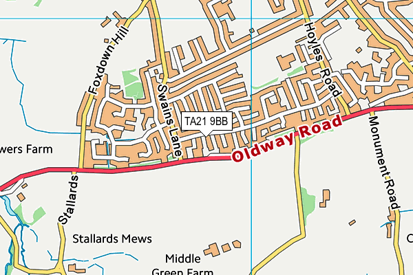 TA21 9BB map - OS VectorMap District (Ordnance Survey)