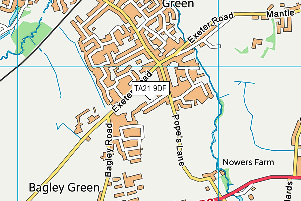 TA21 9DF map - OS VectorMap District (Ordnance Survey)