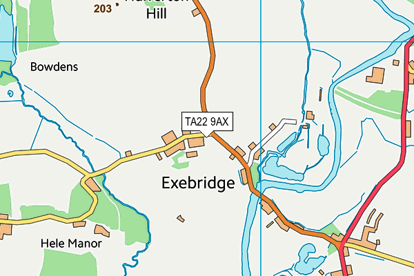 TA22 9AX map - OS VectorMap District (Ordnance Survey)