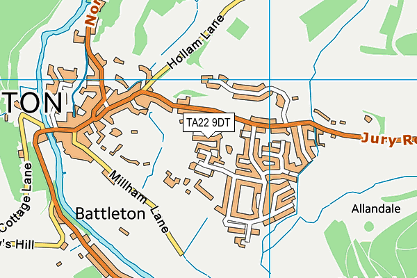 TA22 9DT map - OS VectorMap District (Ordnance Survey)