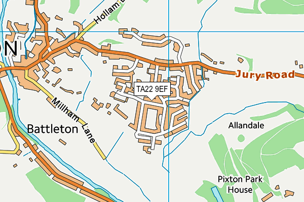 TA22 9EF map - OS VectorMap District (Ordnance Survey)