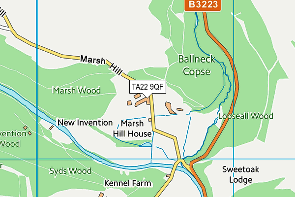 TA22 9QF map - OS VectorMap District (Ordnance Survey)