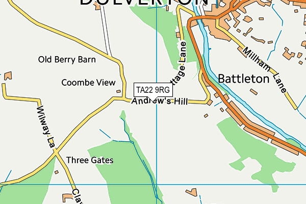 TA22 9RG map - OS VectorMap District (Ordnance Survey)