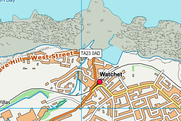 TA23 0AD map - OS VectorMap District (Ordnance Survey)