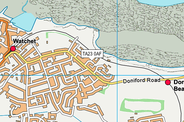 TA23 0AF map - OS VectorMap District (Ordnance Survey)