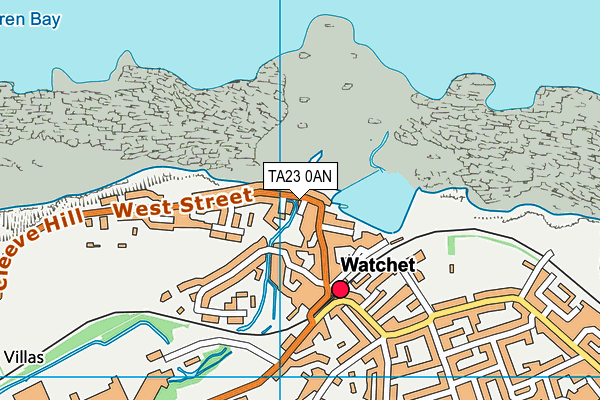 TA23 0AN map - OS VectorMap District (Ordnance Survey)