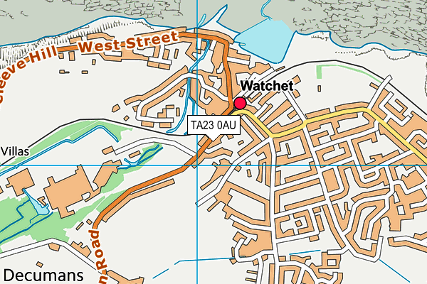 TA23 0AU map - OS VectorMap District (Ordnance Survey)