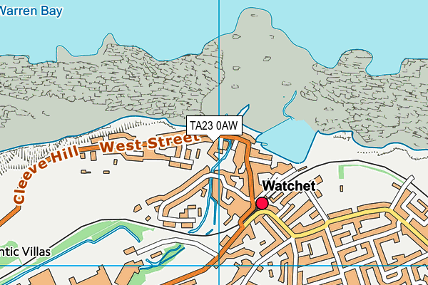 TA23 0AW map - OS VectorMap District (Ordnance Survey)