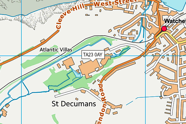 TA23 0AY map - OS VectorMap District (Ordnance Survey)