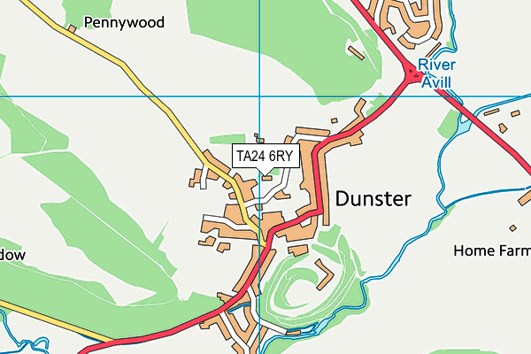 Dunster Tithe Barn map (TA24 6RY) - OS VectorMap District (Ordnance Survey)
