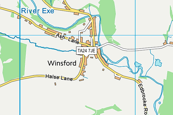 Winsford Village Hall map (TA24 7JE) - OS VectorMap District (Ordnance Survey)
