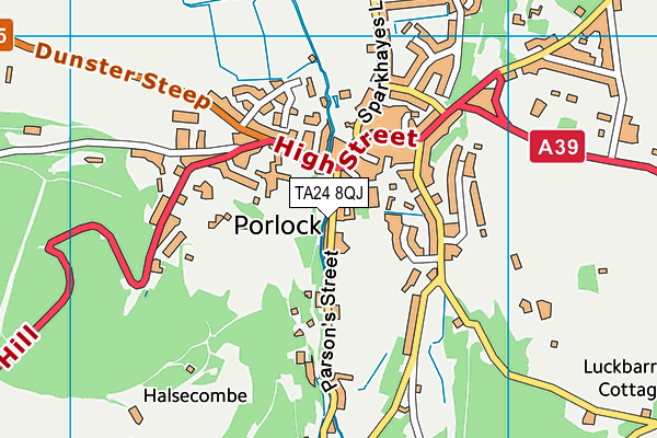 Porlock Recreation Ground map (TA24 8QJ) - OS VectorMap District (Ordnance Survey)