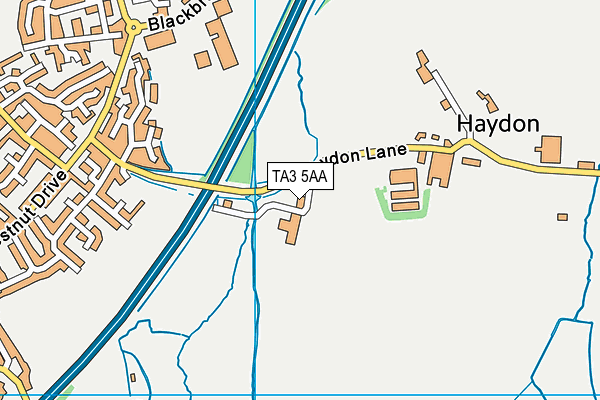 TA3 5AA map - OS VectorMap District (Ordnance Survey)