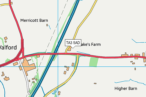 TA3 5AD map - OS VectorMap District (Ordnance Survey)