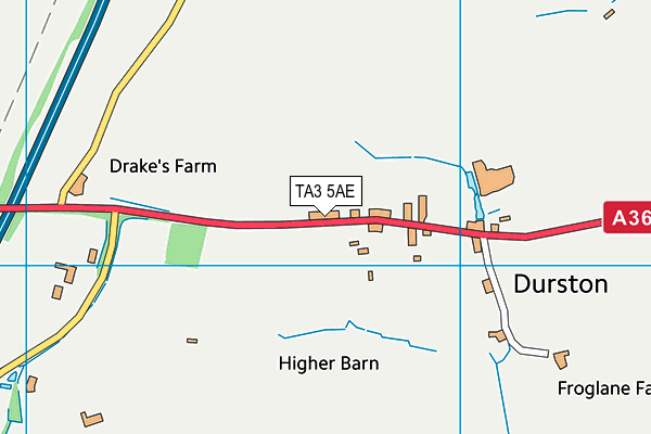 TA3 5AE map - OS VectorMap District (Ordnance Survey)