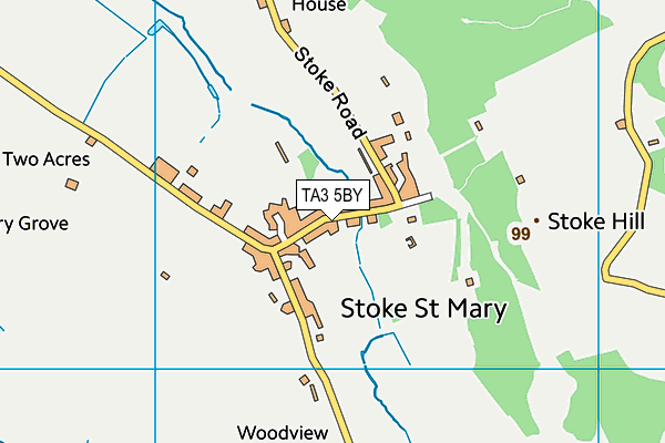 TA3 5BY map - OS VectorMap District (Ordnance Survey)