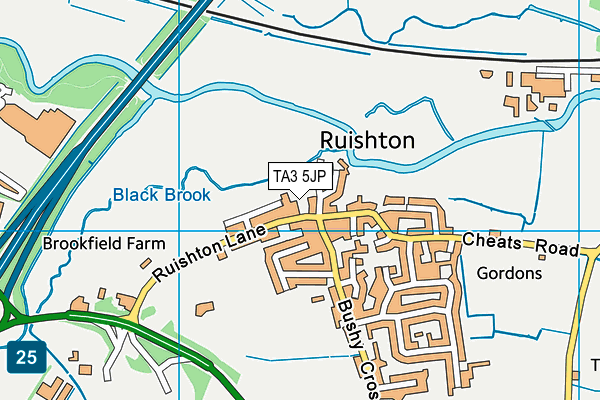 TA3 5JP map - OS VectorMap District (Ordnance Survey)