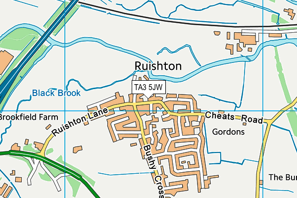 TA3 5JW map - OS VectorMap District (Ordnance Survey)