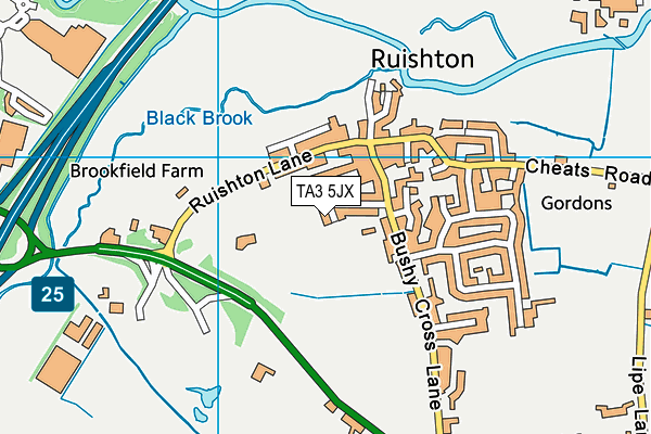 TA3 5JX map - OS VectorMap District (Ordnance Survey)