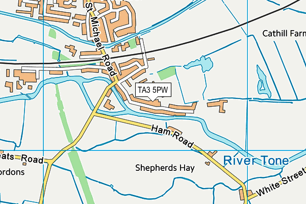 TA3 5PW map - OS VectorMap District (Ordnance Survey)