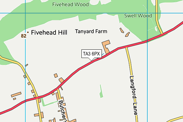 TA3 6PX map - OS VectorMap District (Ordnance Survey)