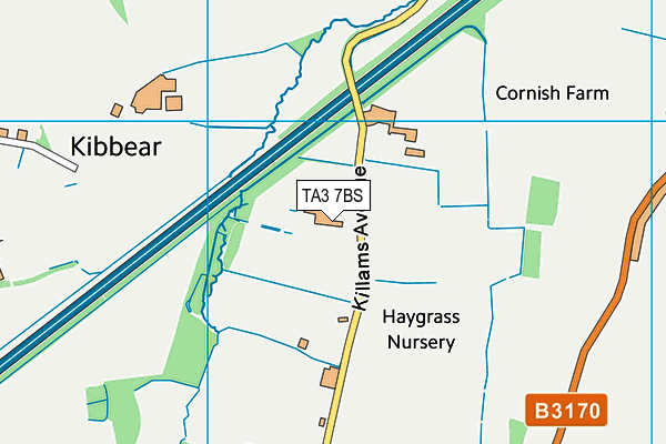 TA3 7BS map - OS VectorMap District (Ordnance Survey)