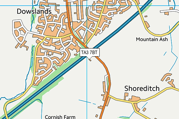 TA3 7BT map - OS VectorMap District (Ordnance Survey)