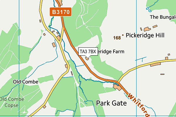 TA3 7BX map - OS VectorMap District (Ordnance Survey)