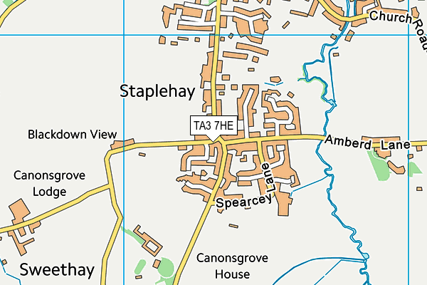TA3 7HE map - OS VectorMap District (Ordnance Survey)
