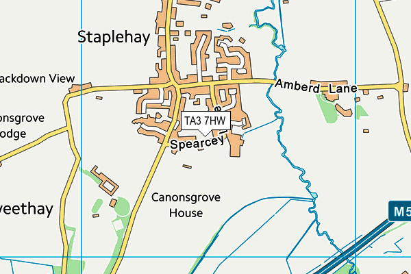 TA3 7HW map - OS VectorMap District (Ordnance Survey)
