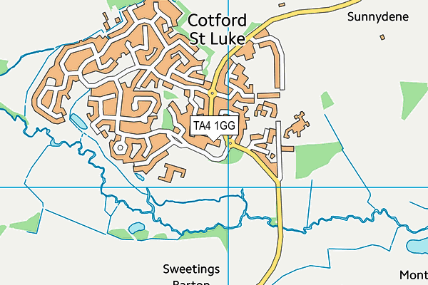 Cotford St Luke Playing Field map (TA4 1GG) - OS VectorMap District (Ordnance Survey)