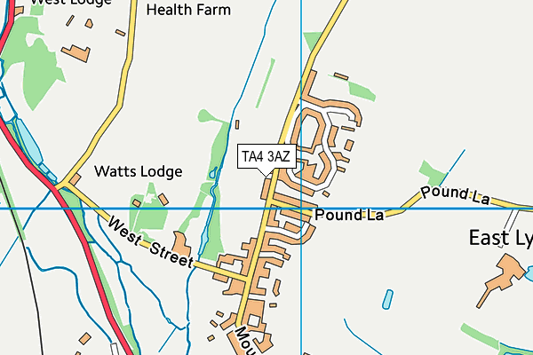 TA4 3AZ map - OS VectorMap District (Ordnance Survey)