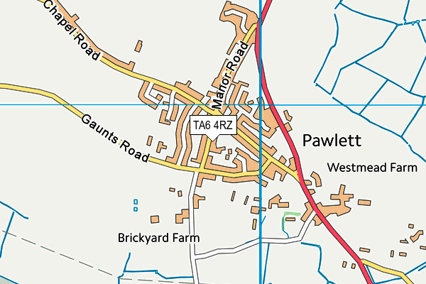 TA6 4RZ map - OS VectorMap District (Ordnance Survey)