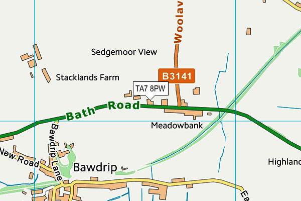 TA7 8PW map - OS VectorMap District (Ordnance Survey)