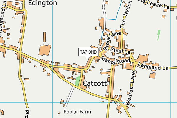 Catcott Primary School map (TA7 9HD) - OS VectorMap District (Ordnance Survey)