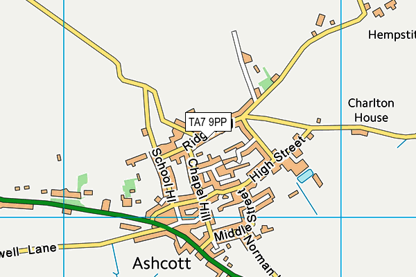 Ashcott Primary School map (TA7 9PP) - OS VectorMap District (Ordnance Survey)
