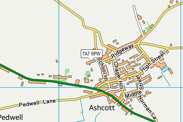 Ashcott Coronation Playing Fields map (TA7 9PW) - OS VectorMap District (Ordnance Survey)